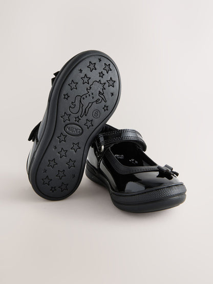 Black Patent Leather Standard Fit (F) Bow Mary Jane School Shoes image 5