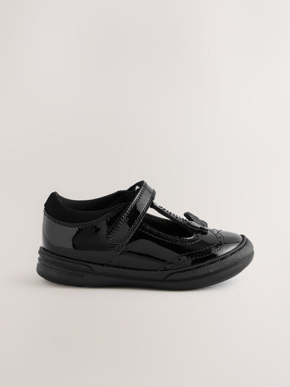 Black Patent Leather Butterfly T-Bar School Shoes image 2