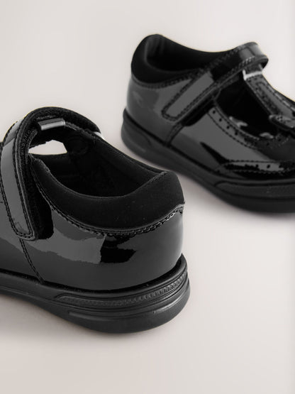 Black Patent Leather Butterfly T-Bar School Shoes image 3