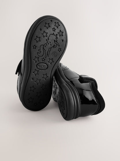 Black Patent Leather Butterfly T-Bar School Shoes image 5