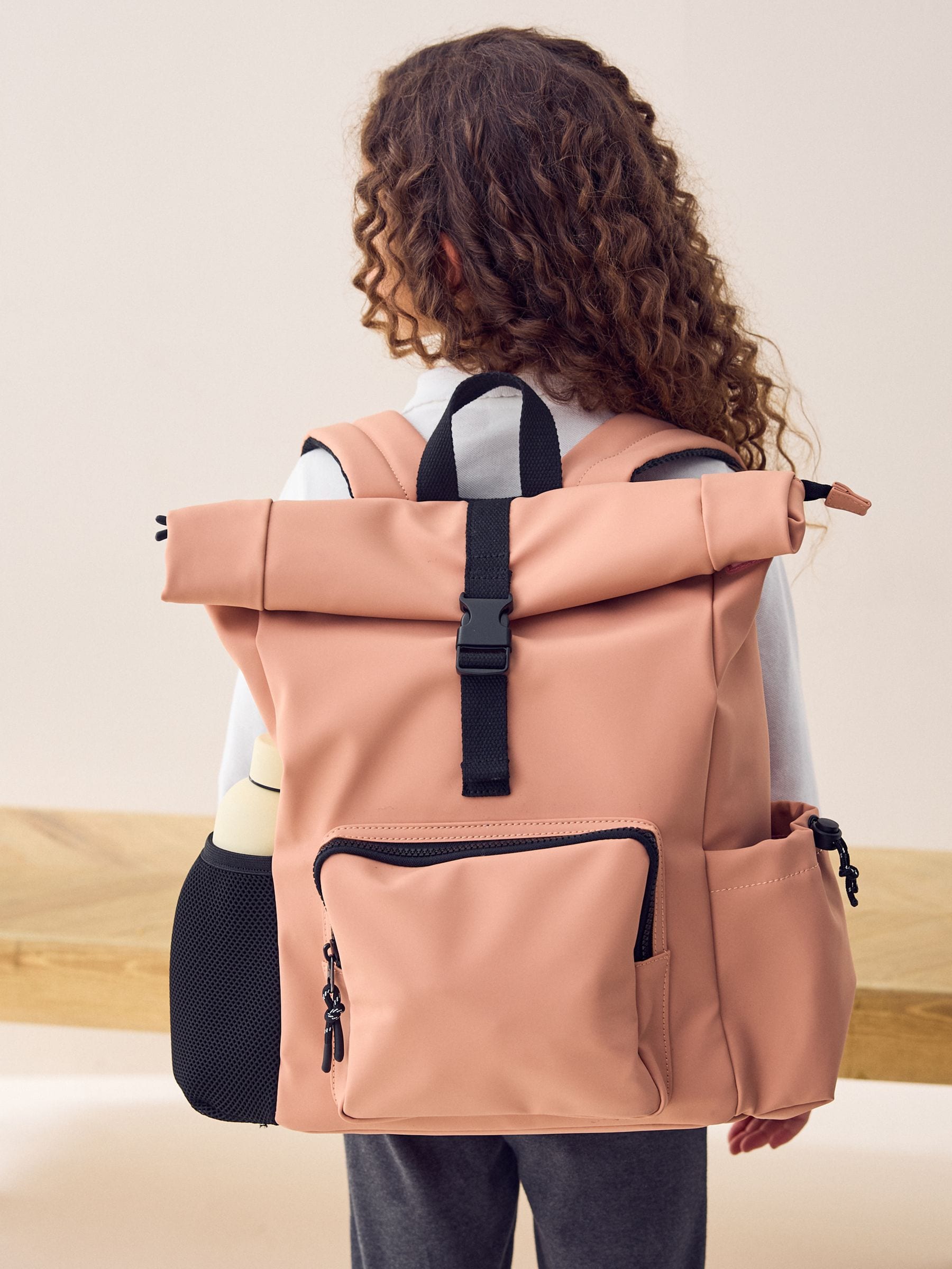 Pink Roll Top Backpack image 1