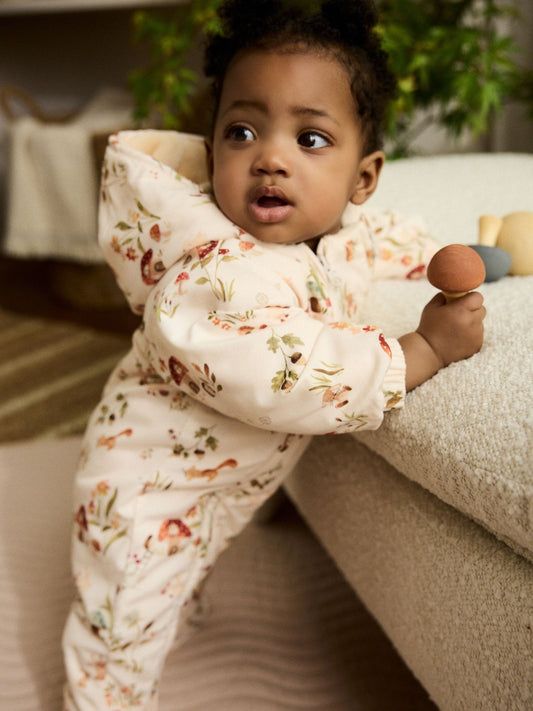 Ecru Woodland Printed Hooded Baby Pramsuit (0mths-2yrs) - image 1