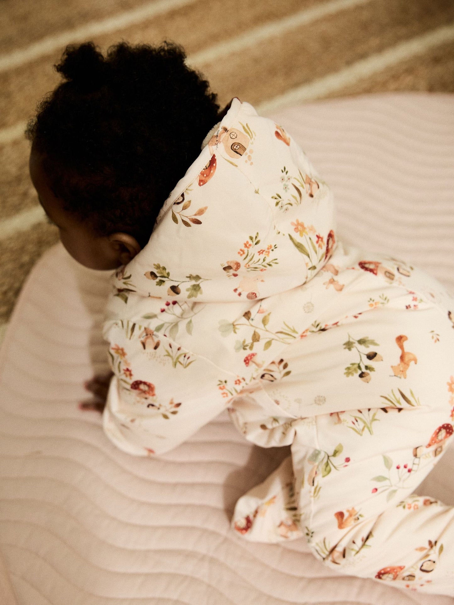 Ecru Woodland Printed Hooded Nylon Baby Pramsuit (0mths-2yrs)