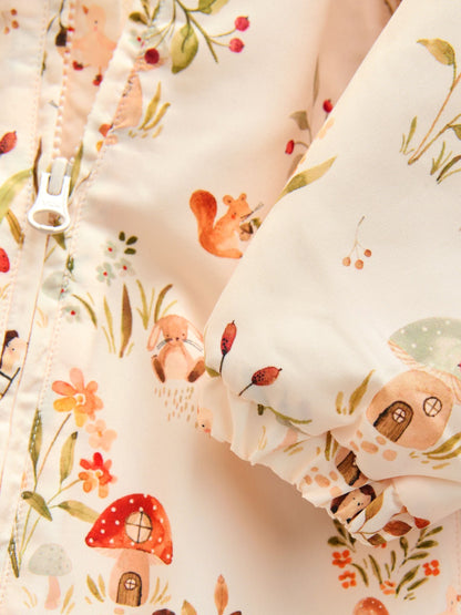 Ecru Woodland Printed Hooded Nylon Baby Pramsuit (0mths-2yrs)