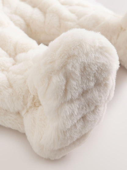 White Faux Fur Hooded Baby Pramsuit (0mths-2yrs)