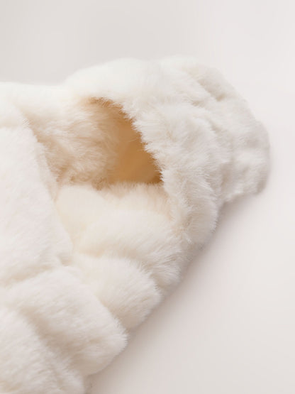 White Faux Fur Hooded Baby Pramsuit (0mths-2yrs)