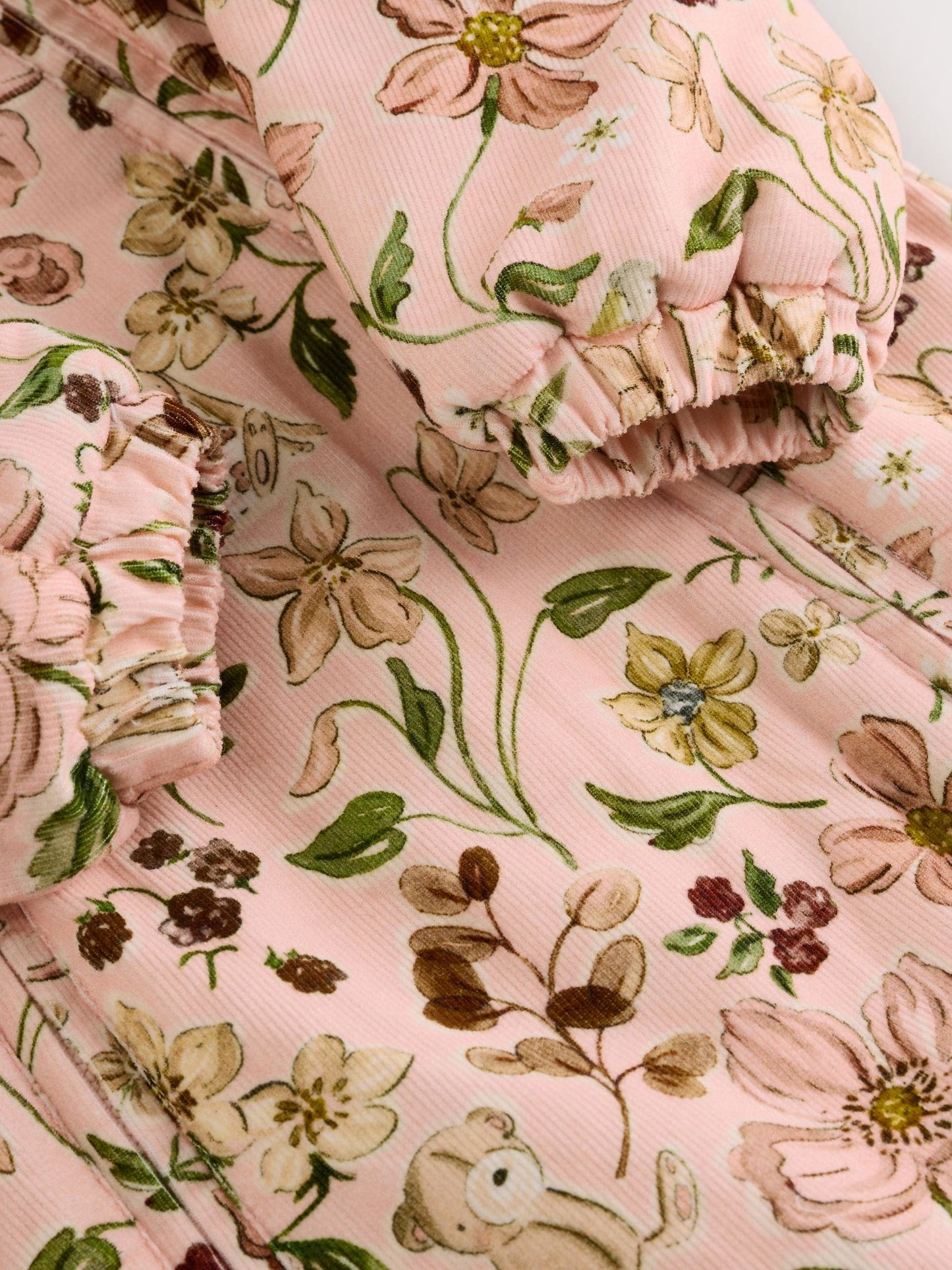 Pink Woodland Printed Baby Cord Hooded Pramsuit (0mths-2yrs)