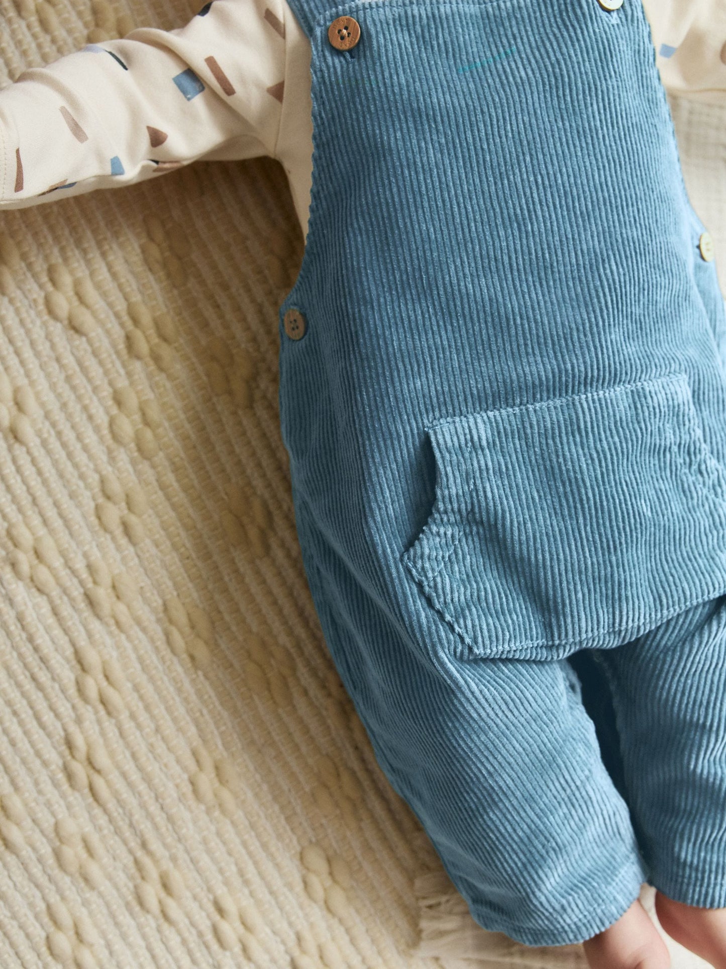 Mid Blue Cord Dungarees and Bodysuit Baby Set (0mths-2yrs)