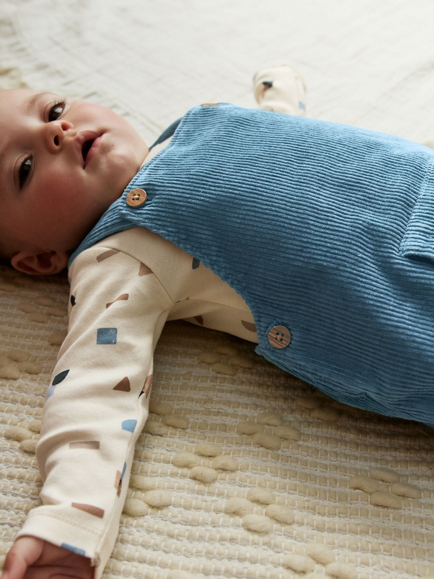 Mid Blue Cord Dungarees and Bodysuit Baby Set (0mths-2yrs)