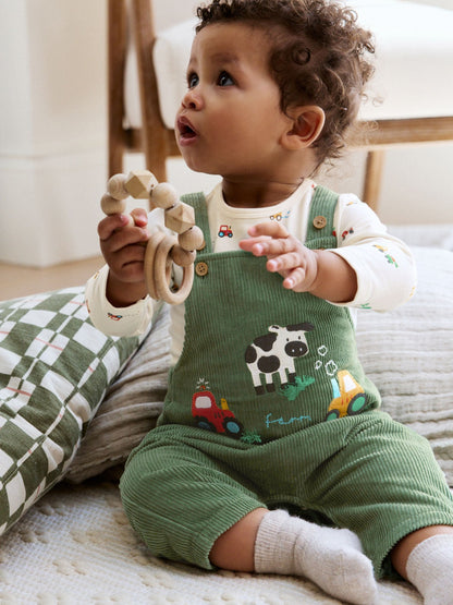 Green Farm Cord Dungarees and Bodysuit Baby Set (0mths-2yrs)