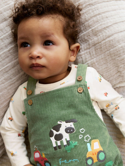 Green Farm Cord Dungarees and Bodysuit Baby Set (0mths-2yrs)
