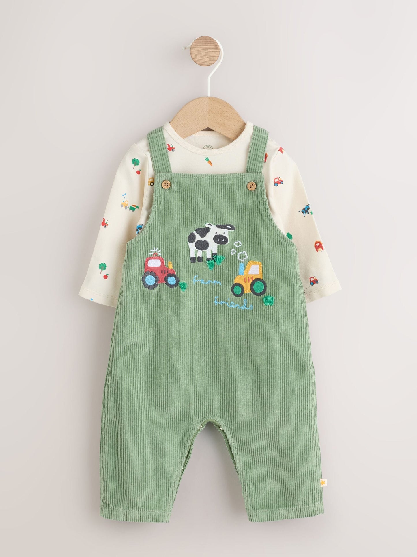 Green Farm Cord Dungarees and Bodysuit Baby Set (0mths-2yrs)