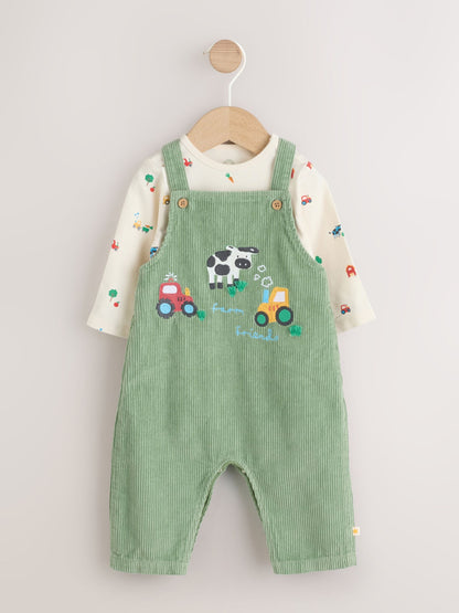 Green Farm Cord Dungarees and Bodysuit Baby Set (0mths-2yrs)