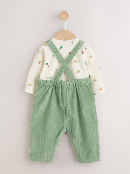 Green Farm Cord Dungarees and Bodysuit Baby Set (0mths-2yrs)