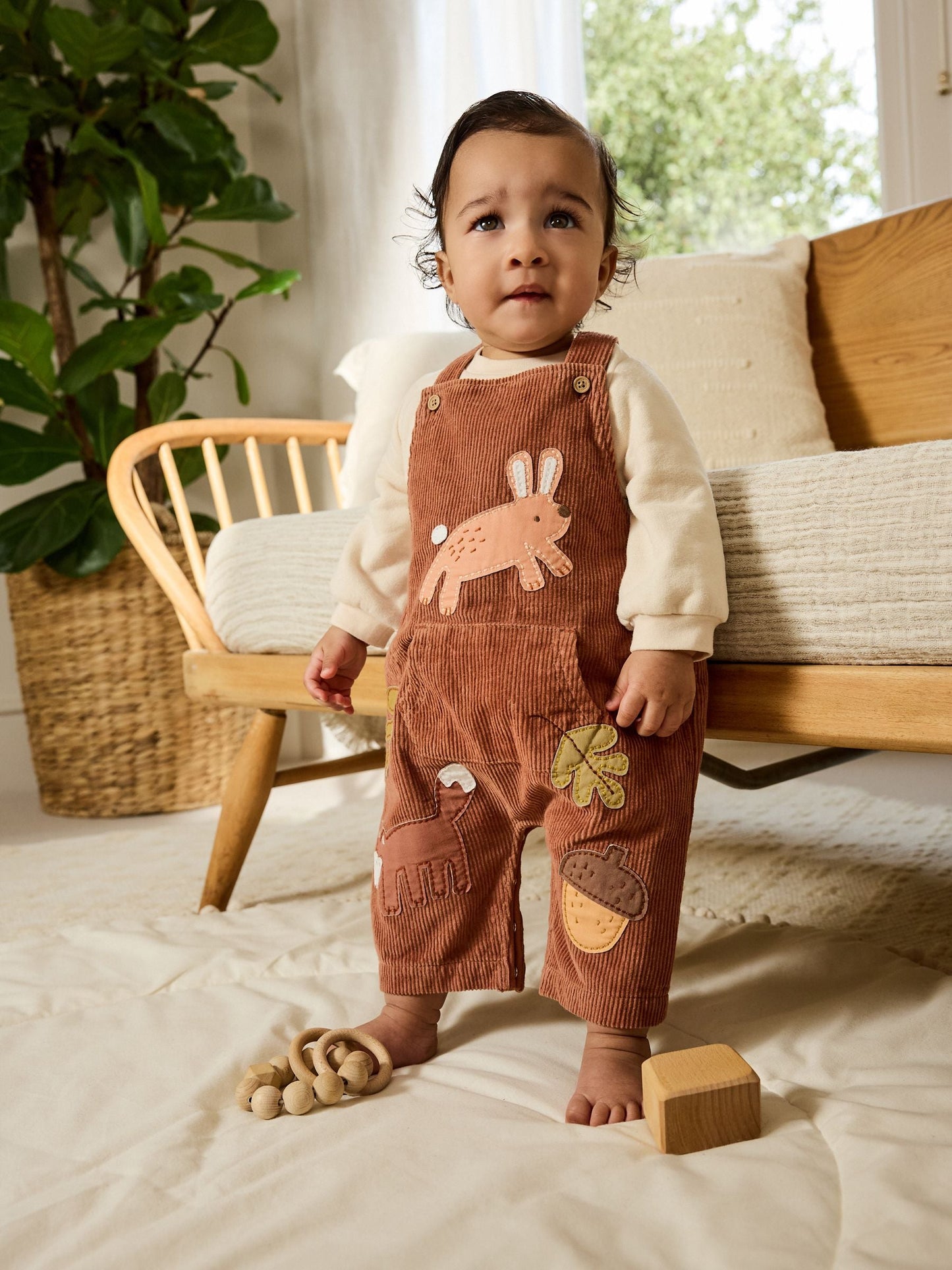 Brown Woodland Cord Dungarees and Bodysuit Baby Set (0mths-2yrs)