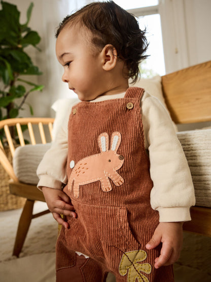 Brown Woodland Cord Dungarees and Bodysuit Baby Set (0mths-2yrs)