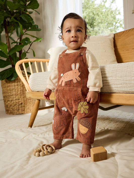 Brown Woodland Cord Dungarees and Bodysuit Set (0mths-2yrs) image 1