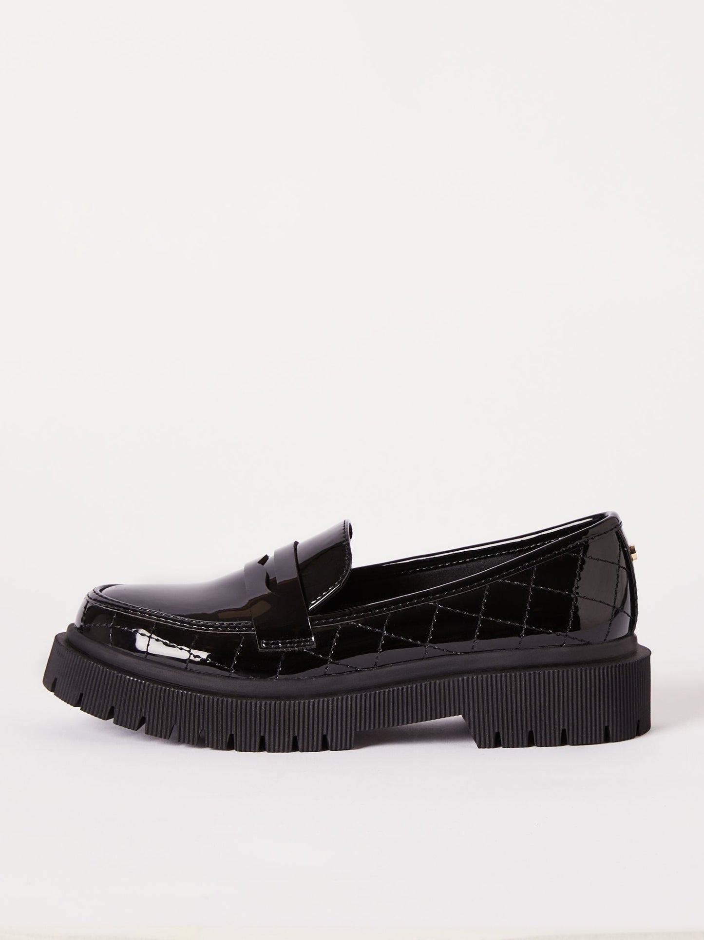 Lipsy Black Chunky Quilted Loafer School Shoes image 2
