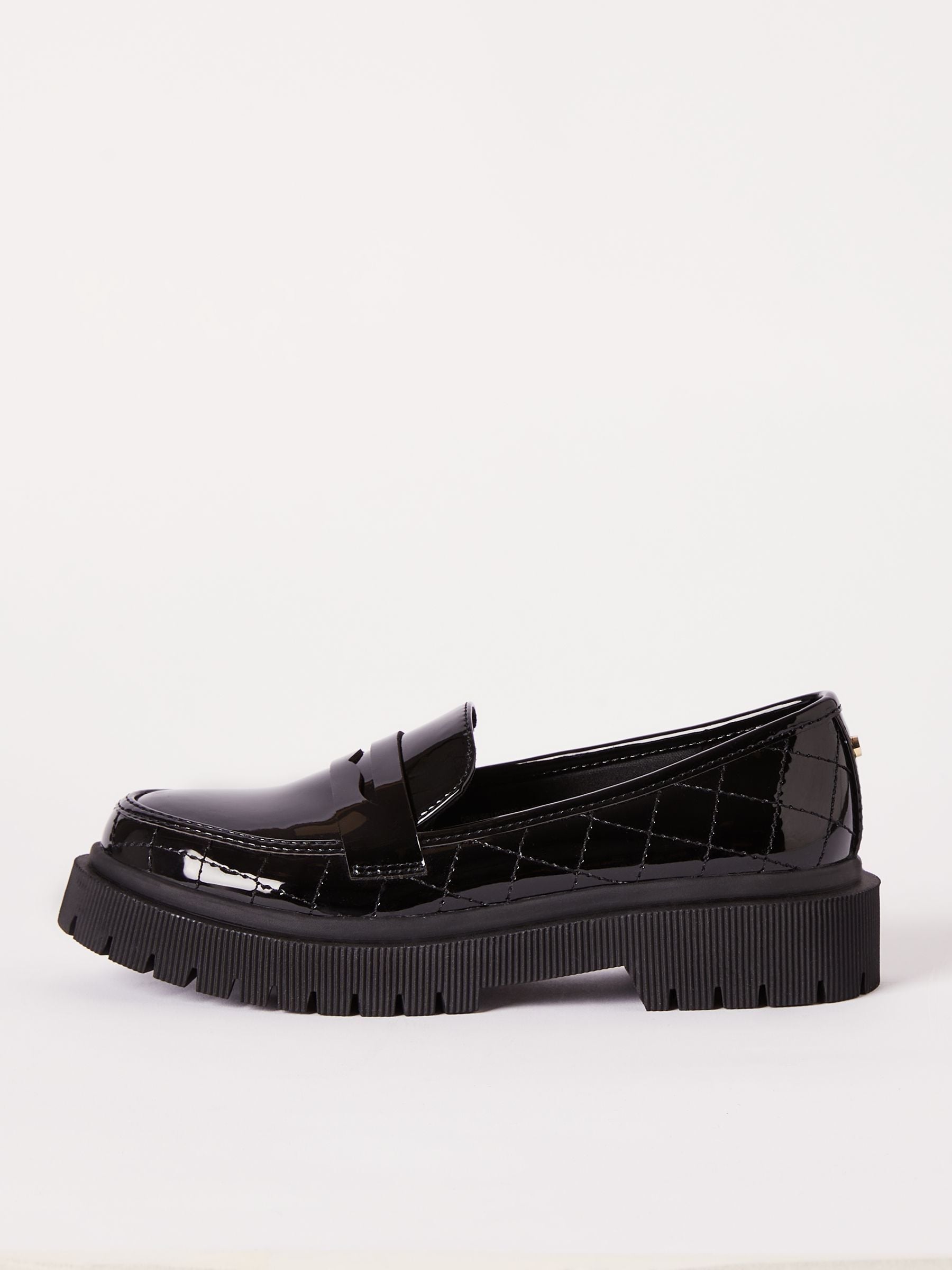 Lipsy Black Chunky Quilted Loafer School Shoes image 2