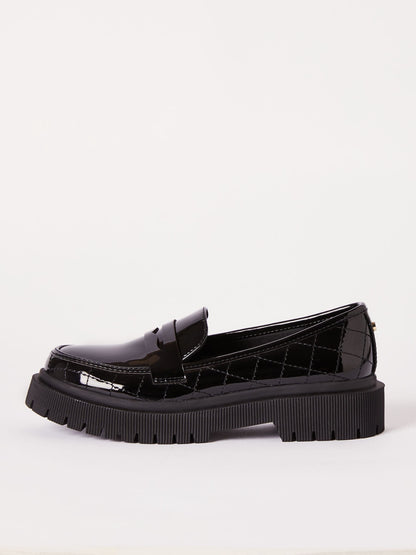 Lipsy Black Chunky Quilted Loafer School Shoes image 2
