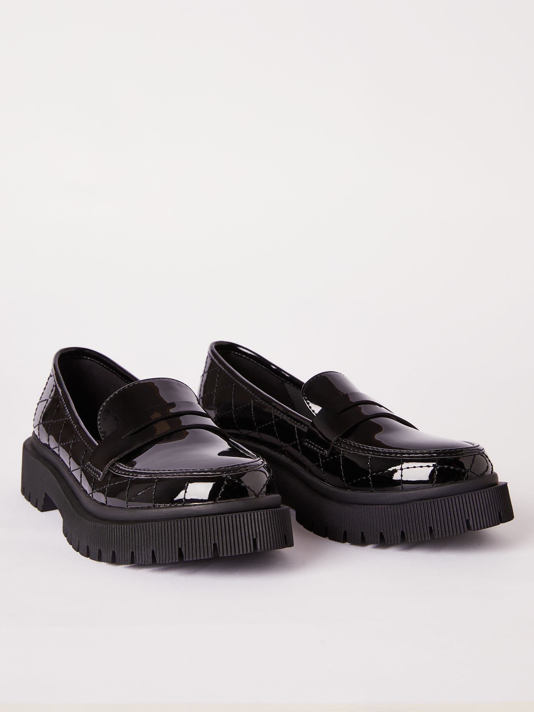Lipsy Black Chunky Quilted Loafer School Shoes image 3