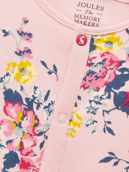 Joules Razamataz Pink Floral Cotton Babygrow image 3