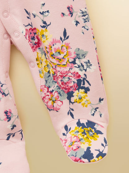 Joules Razamataz Pink Floral Cotton Babygrow image 4