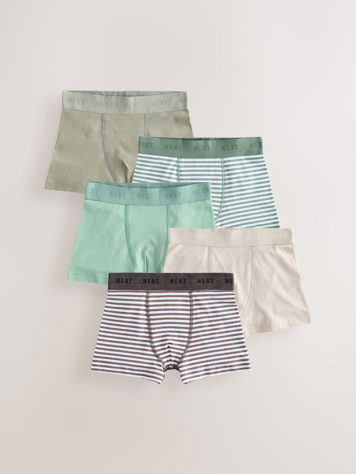 Dsiney Kidz - Green/Ecru Stripes Junior Pattern Trunks 5 Pack (1.5-16yrs) image 1