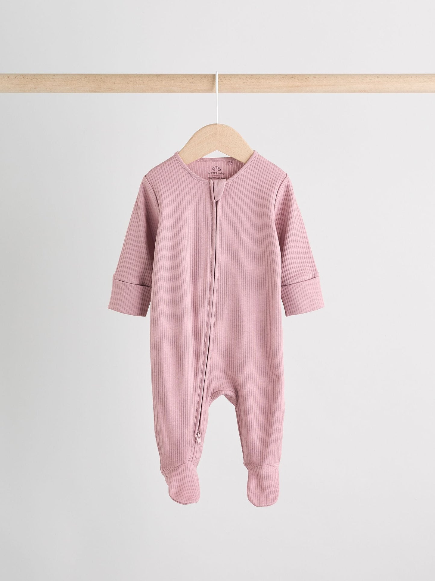 Pink 3 Pack Two Way Zip Baby Sleepsuits (0-2yrs) image 4