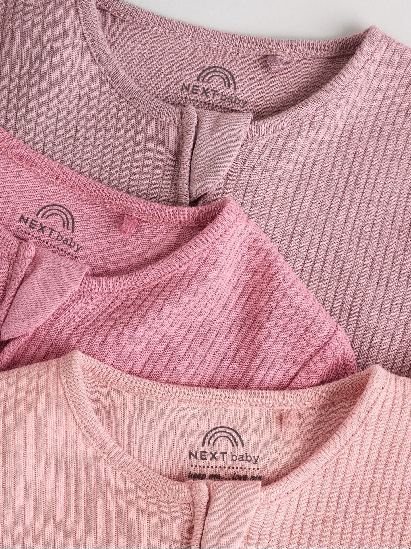 Pink 3 Pack Two Way Zip Baby Sleepsuits (0-2yrs) image 8