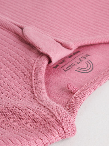Pink 3 Pack Two Way Zip Baby Sleepsuits (0-2yrs) image 9