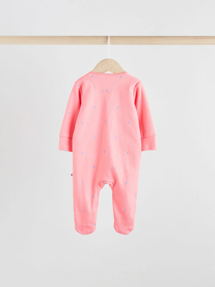 Pink/Blue 5 Pack Two Way Zip Baby Sleepsuits (0mths-2yrs)