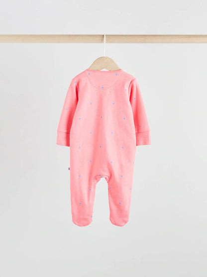 Pink/Blue 5 Pack Two Way Zip Baby Sleepsuits (0mths-2yrs)