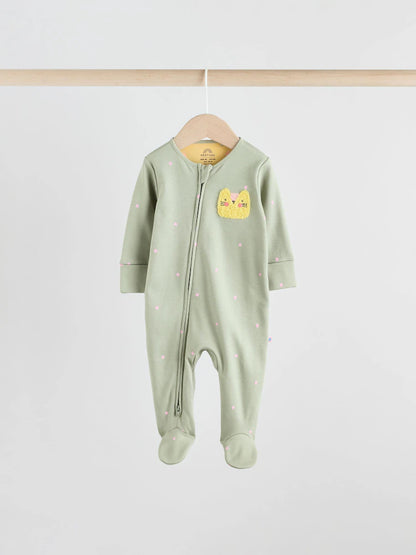 Pink/Blue 5 Pack Two Way Zip Baby Sleepsuits (0mths-2yrs)