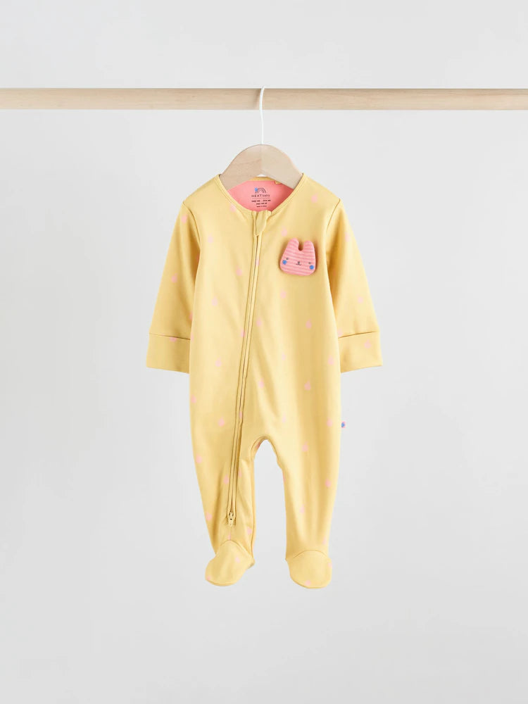 Pink/Blue 5 Pack Two Way Zip Baby Sleepsuits (0mths-2yrs)