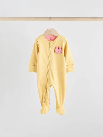 Pink/Blue 5 Pack Two Way Zip Baby Sleepsuits (0mths-2yrs)