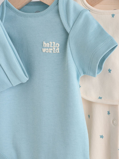 Blue Baby Sleepsuit, Bodysuit, Beanie and Bib Set 4 Piece (0-12mths) image 6