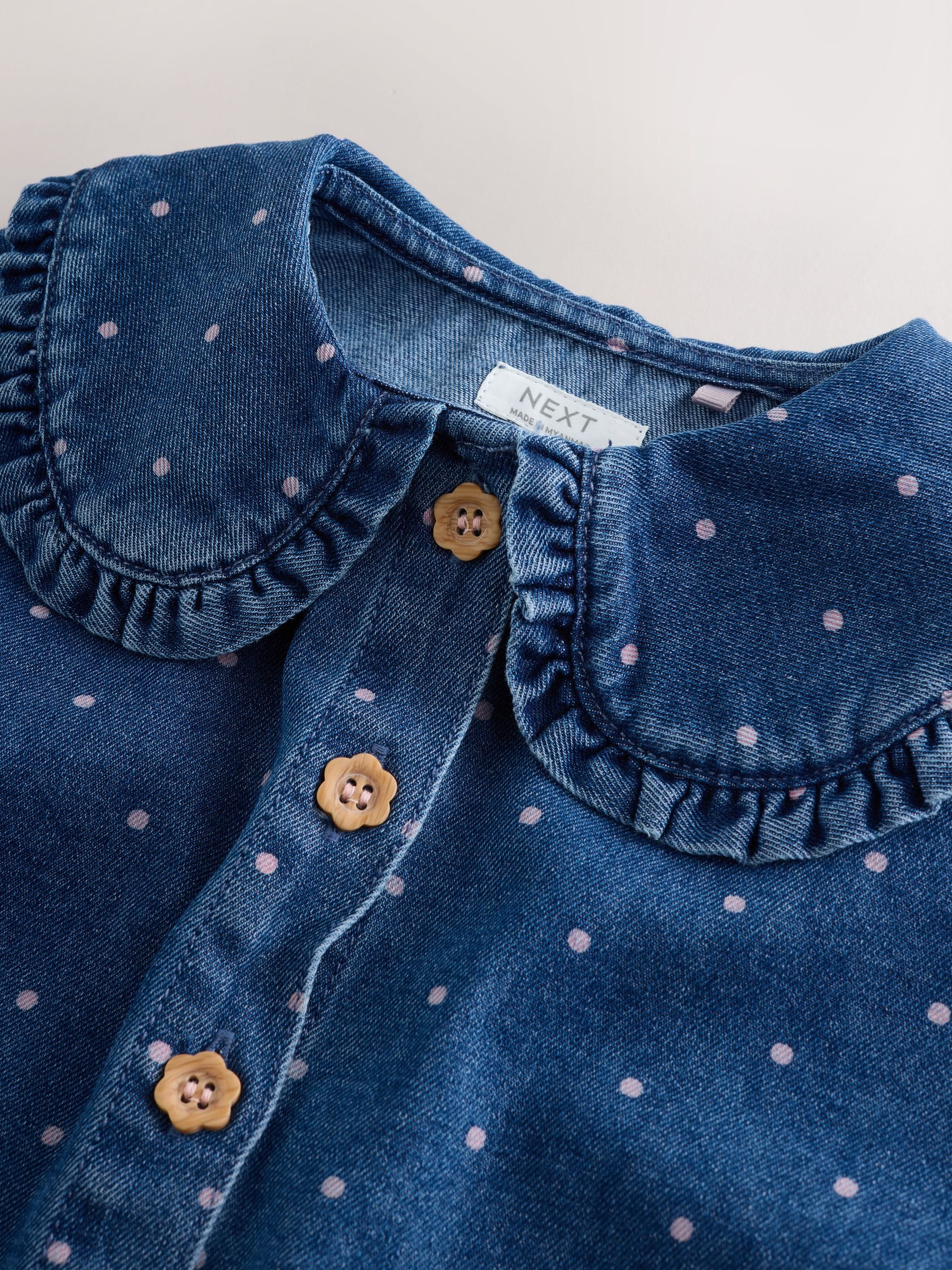 Mid Blue Denim Shirt and Check Trousers Set (3mths-7yrs) image 9