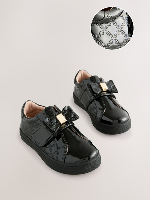 Baker by Ted Baker Boys Back to School Patent Bow Black Trainers image 1