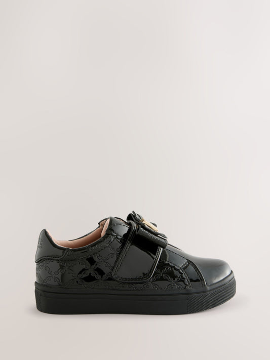 Baker by Ted Baker Boys Back to School Patent Bow Black Trainers image 2