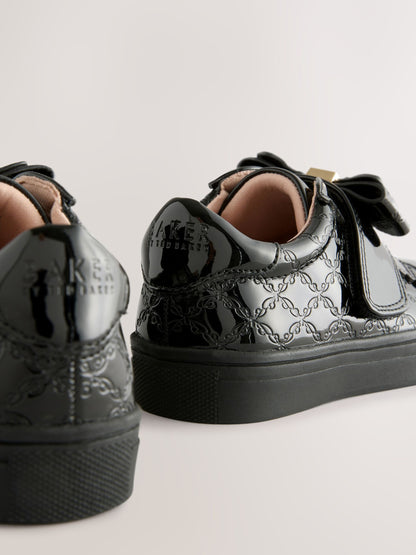 Baker by Ted Baker Boys Back to School Patent Bow Black Trainers image 4