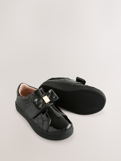 Baker by Ted Baker Boys Back to School Patent Bow Black Trainers image 5