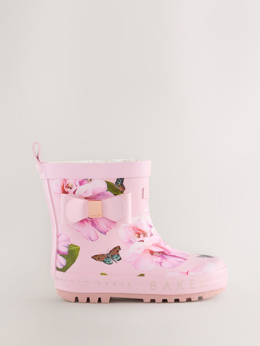 Baker by Ted Baker Girls Faux Fur Lined Welly Boots with Bow image 2
