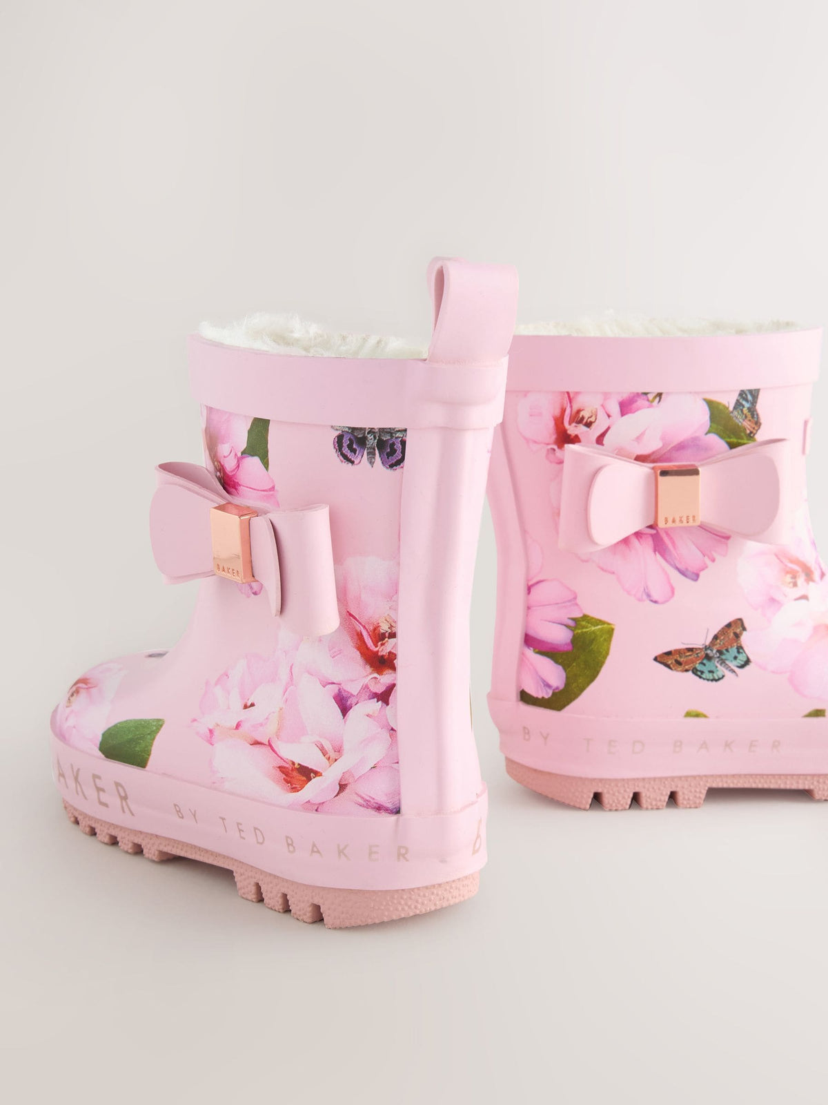 Baker by Ted Baker Girls Faux Fur Lined Welly Boots with Bow image 3