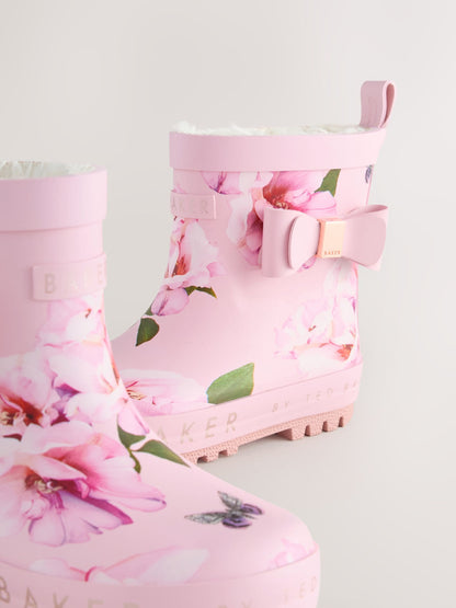 Baker by Ted Baker Girls Faux Fur Lined Welly Boots with Bow image 4