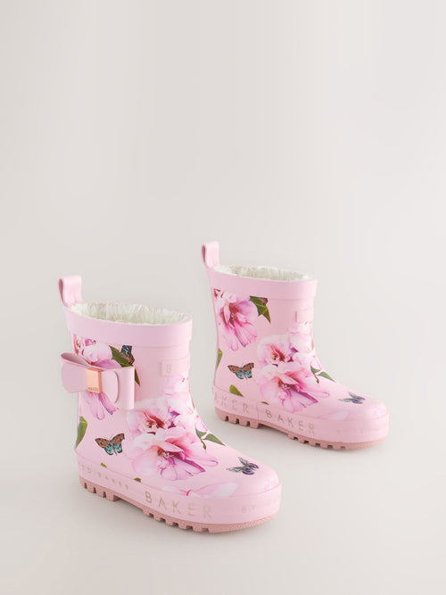 Baker by Ted Baker Girls Faux Fur Lined Welly Boots with Bow image 1