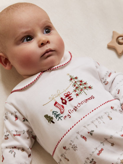 White My First Baby Christmas Sleepsuit (0-18mths)