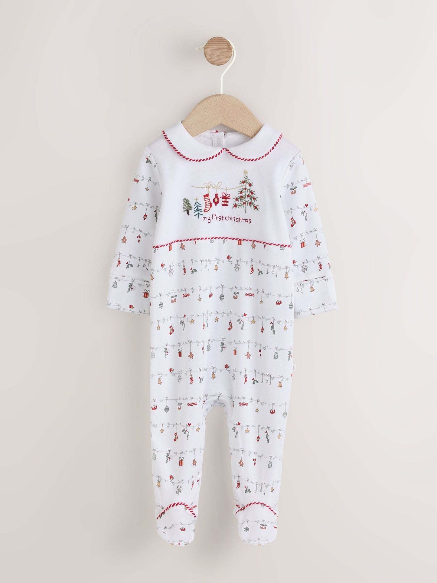 White My First Baby Christmas Sleepsuit (0-18mths)