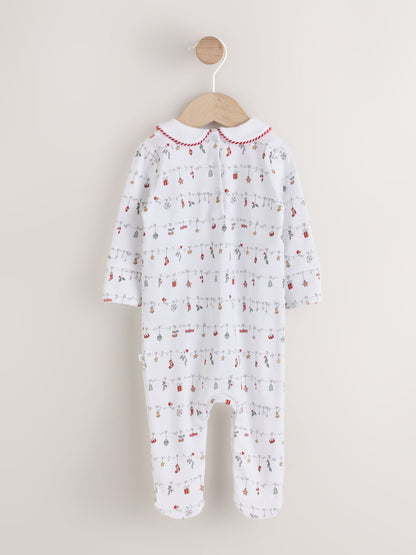 White My First Baby Christmas Sleepsuit (0-18mths)