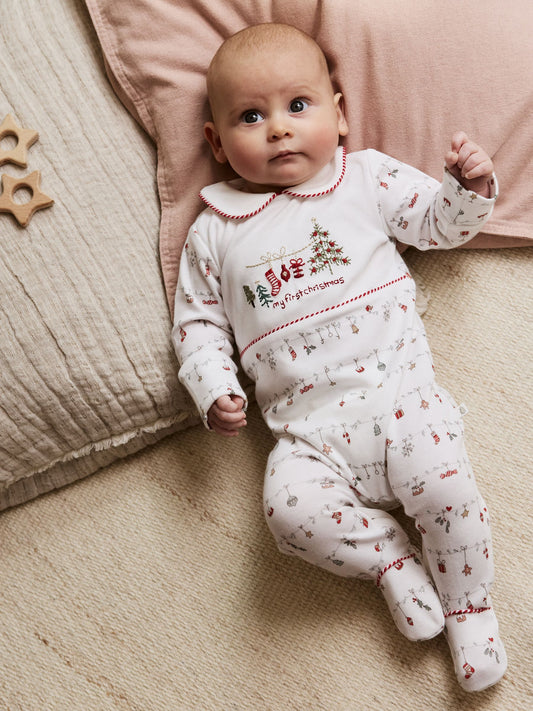 White My First Baby Christmas Sleepsuit (0-18mths) image 1